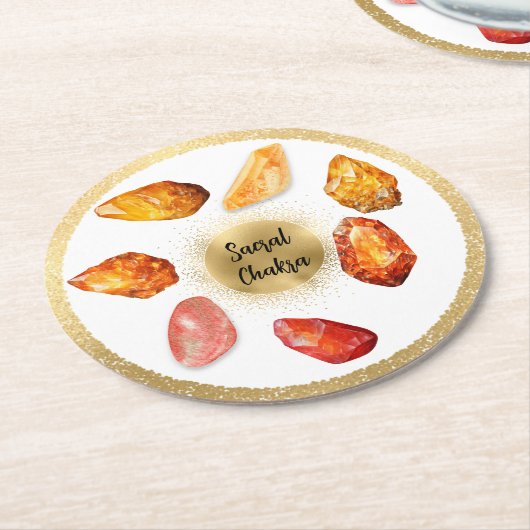 *~* Wasser AP64 Emoto Sacral Chakra Paper Unterset Runder Pappuntersetzer (Angewinkelt)