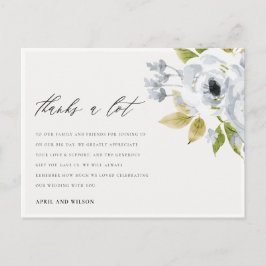 WASSER AQUA BLUE WATERCOLOR BLLORAL DANKE POSTKARTE