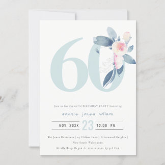 WASSER AQUA BLUSH BLUE BLUE FLORAL 60 JEDER ALTER  EINLADUNG