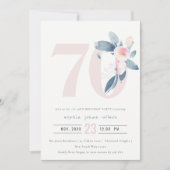 WASSER AQUA BLUSH BLUE BLUE FLORAL 70 JEDES ALTER EINLADUNG (Vorderseite)