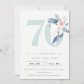 WASSER AQUA BLUSH BLUE BLUE FLORAL 70 JEDES ALTER EINLADUNG (Vorderseite)