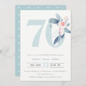 WASSER AQUA BLUSH BLUE BLUE FLORAL 70 JEDES ALTER EINLADUNG (Vorne/Hinten)