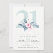 WASSER AQUA BLUSH BLUE FLORAL 21. JEDEN ALTER GEBU EINLADUNG (Vorderseite)