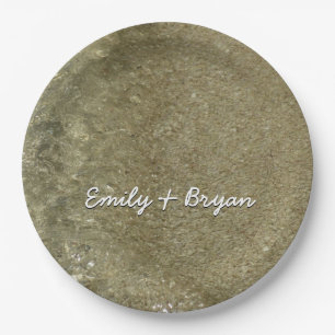 Wasser auf dem Strand II Abstrakte Naturfotografie Pappteller