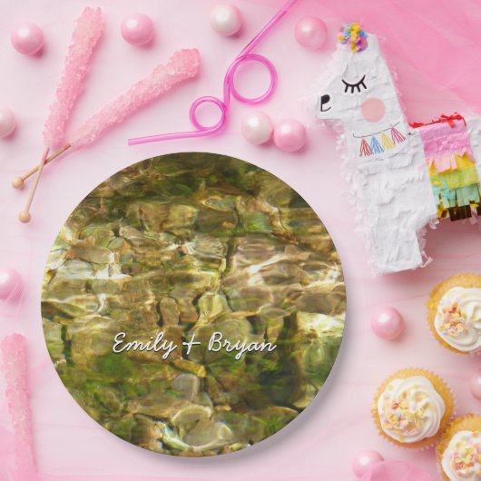 Wasser aus heißer Quellen, grüne Gold Pappteller (Party)