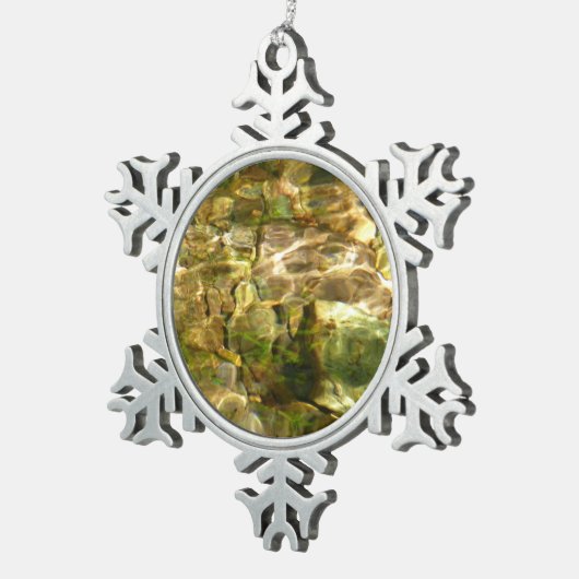 Wasser aus heißer Quellen, grüne Gold Schneeflocken Zinn-Ornament (Rechts)
