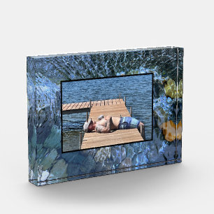 Wasser, Bach, Dampf, Unterwassersteine Fotoblock