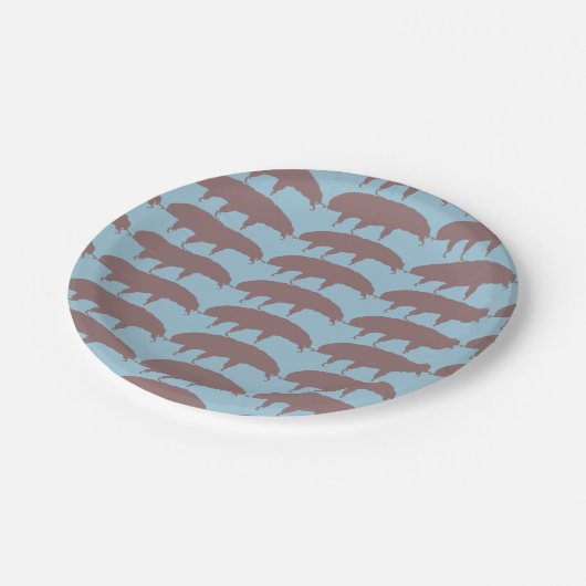 Wasser-Bärn-Tardigrade Silhouette-niedliches Pappteller (Schrägansicht)