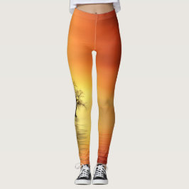 Wasser-Baum-Sonnenuntergang Leggings