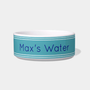 Wasser Blau und Weiß mit Name Pet Napf