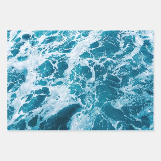 Wasser Blau und Weiße Ozeane Geschenkpapier Set (Vorderseite)