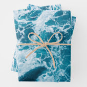 Wasser Blau und Weiße Ozeane Geschenkpapier Set (Beispiel)