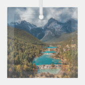 Wasser | Blue Moon Lake, China Ornament Aus Glas (Vorderseite)