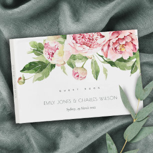 WASSER BLUSH GREEN PEONY FLORAL WATERCOLOR WEDD GÄSTEBUCH