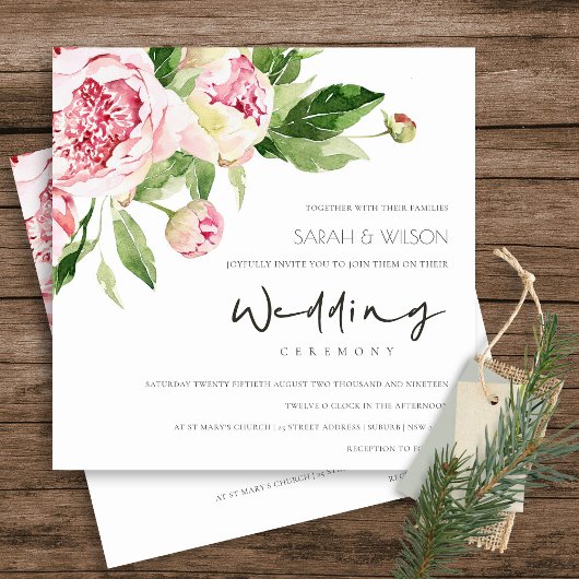 WASSER BLUSH PEONY FLORAL BUNCH WATERCOLOR WEDD EINLADUNG