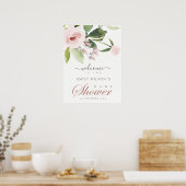 WASSER BLUSH PINK ROSE FLORAL BABY DUSCHE WILLKOMM POSTER (Küche)
