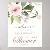 WASSER BLUSH PINK ROSE FLORAL BRAUTPARTY WILLKOMME POSTER (Vorne)