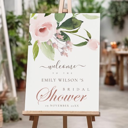 WASSER BLUSH PINK ROSE FLORAL BRAUTPARTY WILLKOMME POSTER