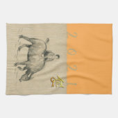 Wasser Buffalo Kind Chinesisch Ox Jahr 2021 C Farb Geschirrtuch (Horizontal)