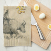 Wasser Buffalo Kinder Chinesisch Ox Jahr 2021 Farb Geschirrtuch (Viertel Falte)