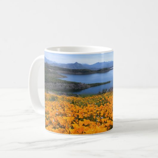 Wasser | California Lake with Golden Poppies Kaffeetasse (Vorderseite Links)