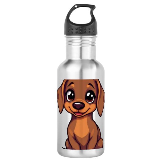 Wasser - Dackel Edelstahlflasche (Vorderseite)