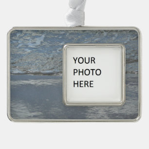 Wasser, das am Strand leckt, abstrakte Fotografie Rahmen-Ornament Silber