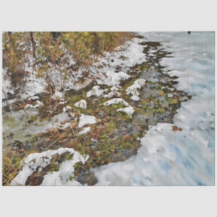 Wasser, das durch das Schneepapier läuft Seidenpapier