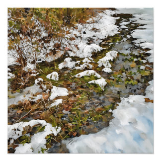 Wasser, das durch die Erweiterung des Schnee-Fotos Fotodruck