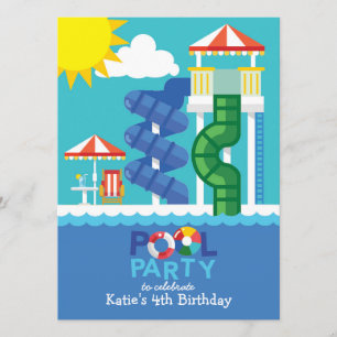 Wasser-Dia-Pool-Party-Geburtstags-Einladung Einladung