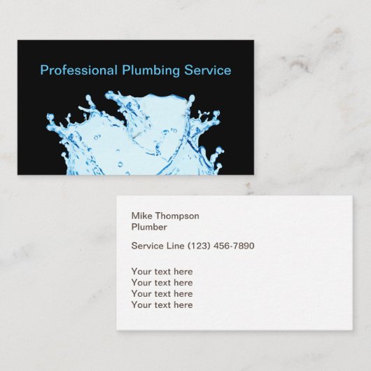 Wasser-Eigenschafts-Klempnerarbeit-Service Visitenkarte (Vorne/Hinten)