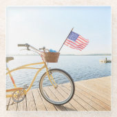 Wasser | Fahrrad am See Glasuntersetzer (Vorderseite)