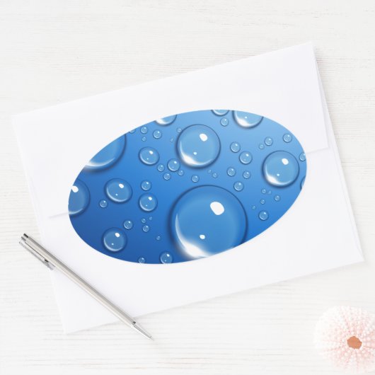 Wasser fällt auf blau ovaler aufkleber (Umschlag)