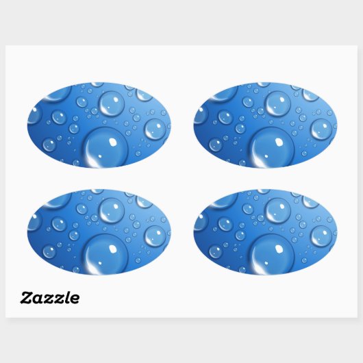 Wasser fällt auf blau ovaler aufkleber (Blatt)
