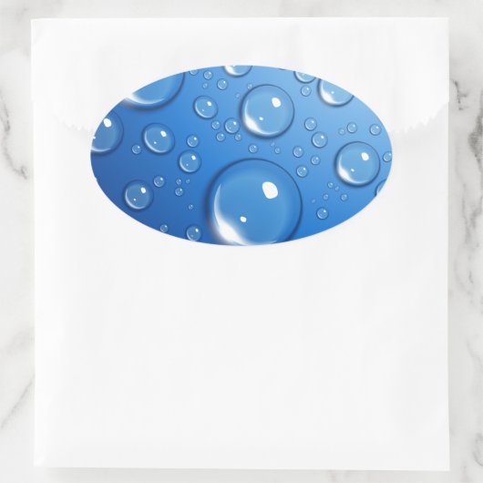 Wasser fällt auf blau ovaler aufkleber (Tasche)