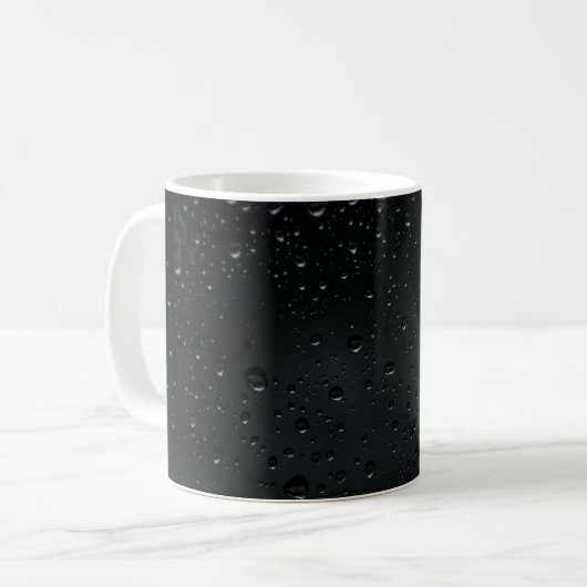 Wasser fällt auf schwarzes Fenster Kaffeetasse (Vorderseite Links)
