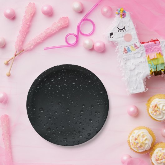 Wasser fällt auf schwarzes Fenster Pappteller (Party)