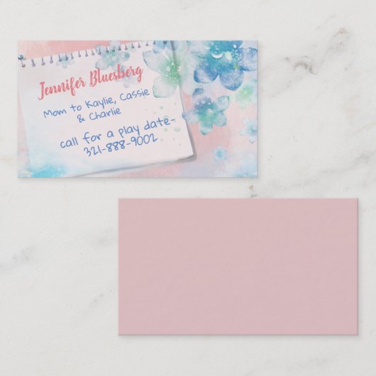 Wasser-FarbBlumen-Mama-Karte Telefonnummerkarte (Vorne/Hinten)