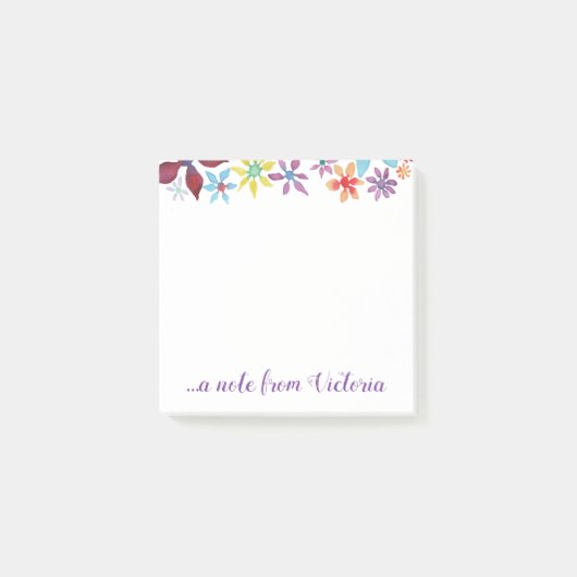 Wasser-FarbBlumen Post-it Klebezettel (Vorderseite)