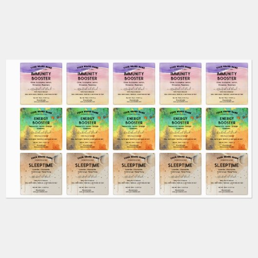 Wasser Farbe ätherisches Öl Mischung Flasche Etiketten (Blatt)