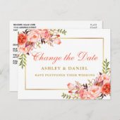 Wasser-Farbe Korallen Blütengold ändern Datum Postkarte (Vorne/Hinten)