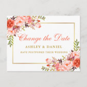 Wasser-Farbe Korallen Blütengold ändern Datum Postkarte (Vorderseite)