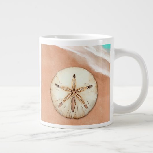 Wasser Farbe Sand Dollar am Strand Jumbo-Tasse (Rechts)