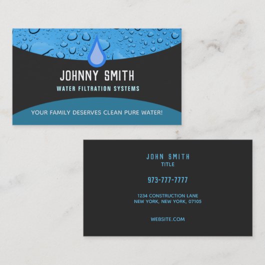 Wasser-Filter-Visitenkarten Visitenkarte (Vorne/Hinten)