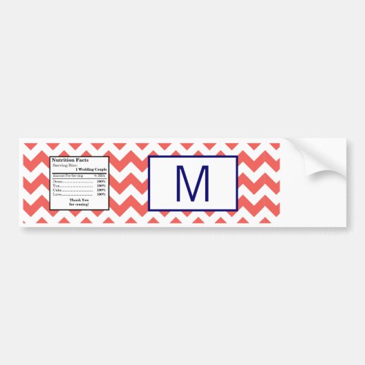 Wasser Flasche Etikett Koralle Navy Blauer Zickzac Autoaufkleber (Vorne)