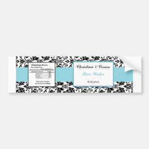 Wasser Flasche Etikett schwarze Damask Baby Blau Autoaufkleber