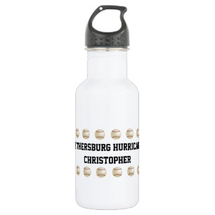 Wasser-Flasche, personalisiert, Baseballteam, wei Trinkflasche