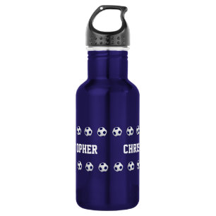 Wasser-Flasche, personalisiert, Fußball, blau Trinkflasche