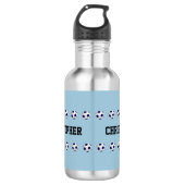Wasser-Flasche, personalisiert, Fußball, hellblau Edelstahlflasche (Vorderseite)