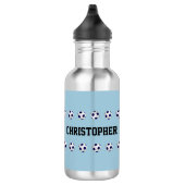 Wasser-Flasche, personalisiert, Fußball, hellblau Edelstahlflasche (Rechts)